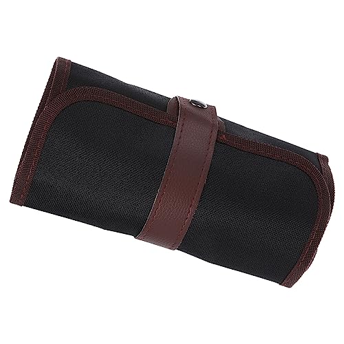 Image of PATIKIL Handmade 24 Slots Roll Up Pencil Case, Oxford Cloth Pencil Wrap Pouch Pen Holder Organizer for Artist Drawing Coloring Sketching, Brown /Black