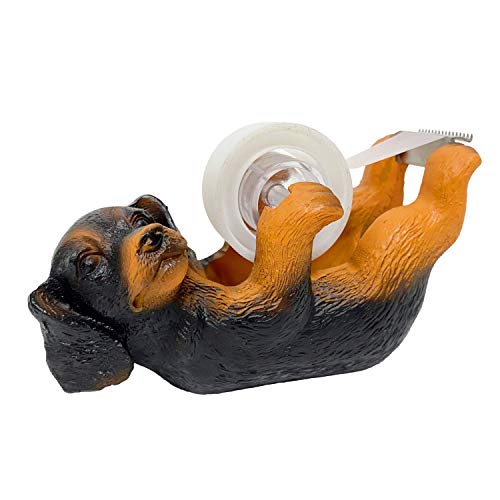 ANIMMO Dog Style Desktop Tape Dispenser with Steel Teeth Tape Cutter, Tape Holder with Velveted Cloth Bottom for Desk Accessories Office and Home