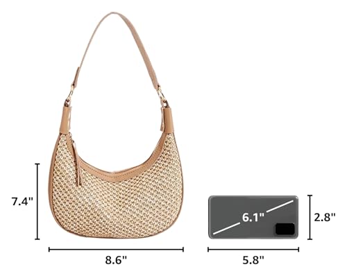Bolso bandolera pequeño de paja para mujer miniatura 3