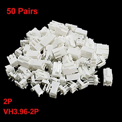 uxcell 50 pares conector VH3.96-2P macho de 3.96 mm miniatura 2
