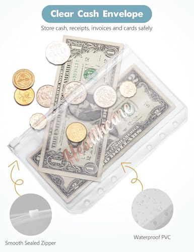 Image of A6 Budget Binder for Money Saving, Budget Planner, Money Organizer for Cash | with 8 Cash Envelopes, Budget Sheets & Rose Gold Category Stickers, PU Leather, Blue Embossed Floral