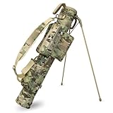 ROBUSTIN ゴルフ スタンドバッグ セルフスタンド クラブケース ゴルフバッグ フードカバー付き 大容量ポケット 10本収納 (ベージュカモフラージュ)