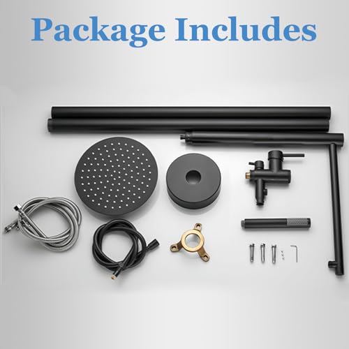 Freestanding Outdoor Shower - Outside Drench Shower for Backyard Garden/Swimming Pool/Beach Courtyard - Outdoor Shower Column with 10\" Rain Shower Head and Handheld, Matte Black - Thumbnail 6