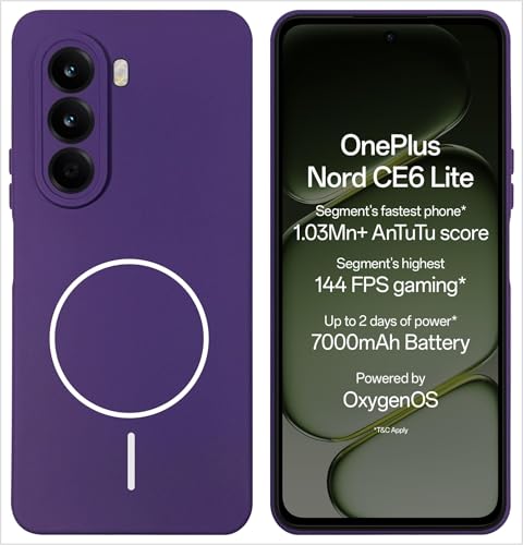 Image of Silicone Back Cover Case for OnePlus Nord CE6 Lite | Soft Micro-Fibre Lining Inside | Magsafe Print On Back Side Camera Protection Bump | Shockproof Case for