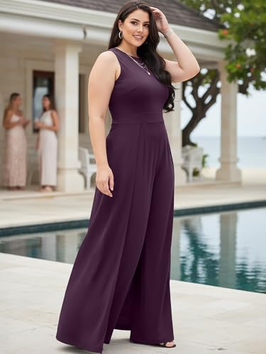 Image of KOH KOH Womens Sleeveless Flattering Dressy Long Pant Cape Elegant Jumpsuit