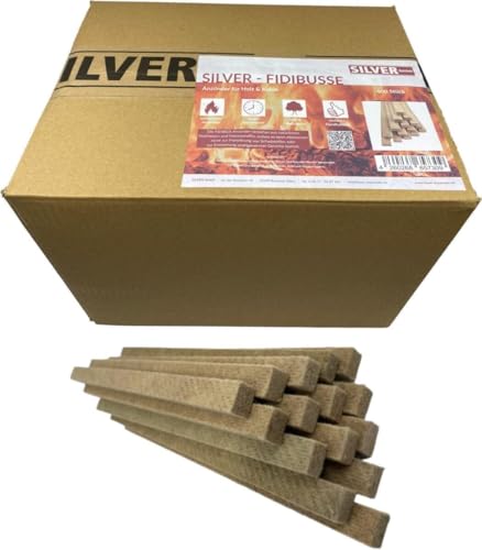 400x Silver Fidibusse - natürliche Kaminanzünder aus Holzfaser & Naturparaffin - saubere geruchsfreie Verbrennung - Lange Brenndauer - für Kamin Ofen Grill & Lagerfeuer geeignet