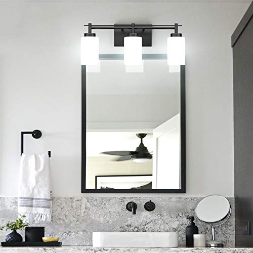 Image of Aipsun Black Vintage Vanity Light, Bathroom Vanity Lighting Fixtures Industrial Vanity Light for Bathroom Black Wall Light Over Mirror(Exclude Bulb)