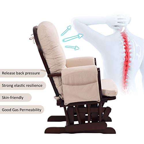 Rocking-Chair-Wood-Heavy-Duty-Rocking-Chair-with-Ottoman-Cushion-Set-Baby-Nursery-Rocking-Chair-Glider-with-Adjustable-Backrest-for-Living-Room-Beige Rocking Chair Wood Heavy Duty Rocking Chair with Ottoman Cushion Set Baby Nursery Rocking Chair Glider with Adjustable Backrest for Living Room Beige