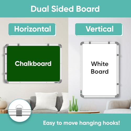 Image of YAJNAS Melamine Non-Magnetic 2X2 Ft Double Sided Whiteboard & Chalkboard Board with 1 Marker & 1 Duster - Set of 3 Items
