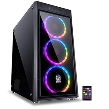 GABINETE MID-TOWER JUPITER PRETO COM 3 FANS LED RGB FRONTAL E LATERAL EM VIDRO TEMPERADO - JUPPT7C3FCV - PCYES