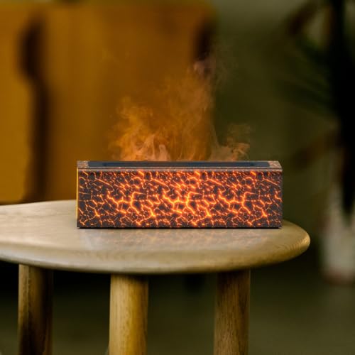 ShineLuxe模擬炎アロマディフューザー、アロマディフューザー、ホームオフィスデスク、7色の炎加湿器 静音超音波、LEDライト、室内、ポータブル火傷防止自動シャットダウン (DQ711 Pro ブラック)
