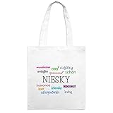 Beutelfarbe: weiß Jutebeutel mit Stadtnamen Niesky - Motiv Positive Eigenschaften - Farbe weiß – Stoffbeutel, Jutesack, Hipster, Beutel