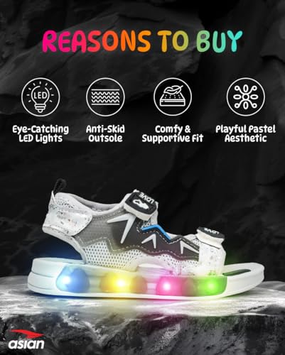 Image of ASIAN KIDS STARWALK-11 Casual Sandals with adjustable velcro closure for easy wear with flexible fitting and trendy and stylish looks ideal for everyday use for kids, girls as well as boys
