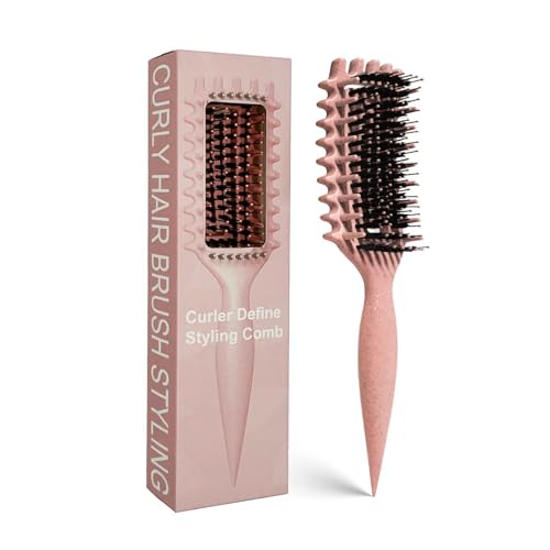 Curly Hair Brush Candybrush Curl Defining Brush for Detangling Shaping and Defining Curls for Women, Men, Wet & Dry Hair (Matte Pink)