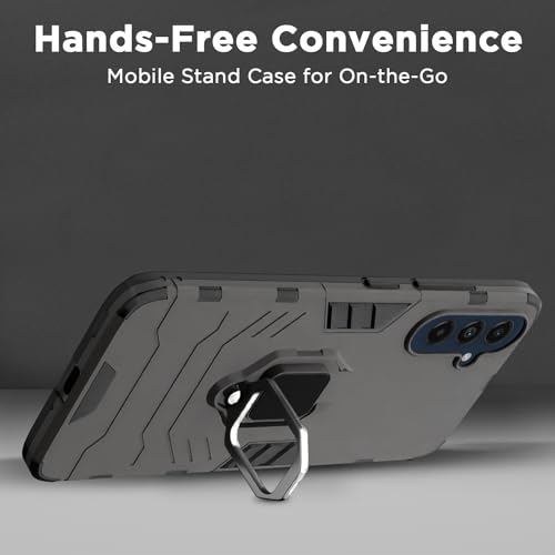 Image of Pikkme Back Cover | D5 Tough Armor Bumper | 360 Protection Case | Ring Holder Stand Case for Samsung Galaxy M55 5G / M55s 5G / F55 5G (Black)