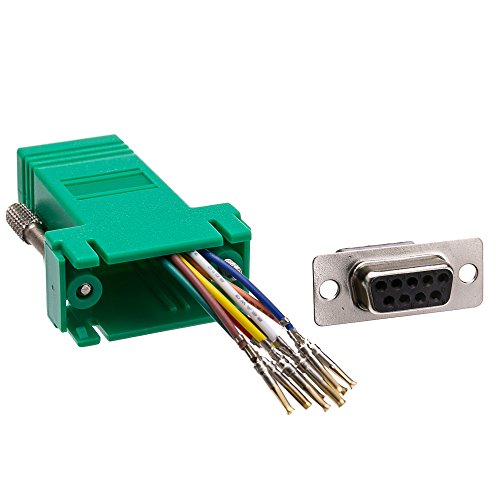 DB9 to RJ45 Modular Adapter - F/F - Serial Adapter, DB9 Female to RJ45 Female Jack, Green, DB9 RJ45 Adapter, RJ45 to DB9 Female Serial RS232 Modular Adapter, Cablewholesale