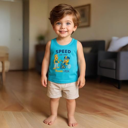 Image of Kidbea 100% Organic Soft Cotton Muslin Sleeveless Jhabla for Baby Boys | Regular Fit Vest for Infant Summerwear Set I GOTS Certified