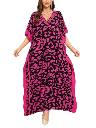 Image of KECVOT Kaftan Dresses for Women V-Neck Print Swimsuit Cover Up Plus Size Beach Caftan Lounge Dress