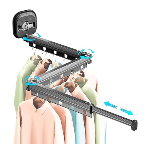 Retractable Folding Clothes Hanger Wall Mounted Dryer for Indoor Outdoor Caravanning - Aluminium Alloy Airer