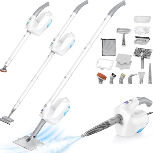 10-in-1 Steam Mop with Detachable Handheld Steamer, Multi & Up Steamer for Cleaning with 350ml Tank,12s Heat-Up, 7M Cord, 120℃ 1300W Powerful Floor Steam Mop for Hardwood Floors, Grout, Carpet