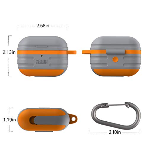 Kmmin Waterproof Case For Airpods Pro 1St & 2Nd Generation, Premium Silicone Protective Case For Airpods Pro, Wireless Charging, Shockproof, Carabiner, Led Light Visible #TOP6