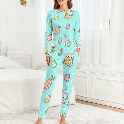 Image of Womens Pajamas Sets 2 Piece Long Sleeve Lounge Set Loose Pants Pj Sets Loungewear with Pockets