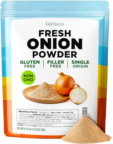 Gya Tea Co. Fresh Onion Vegetable Powder 0.33 lb (5.29 oz) - Whole Food, Clean Label Flavor Enhancer for Roasting, Dressings, & Seasoning Blends - Pure & Non-GMO