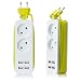 Produktbild Lychee 2 Fach Steckdosenleiste mit 4 USB Reise Steckerleiste,EU-Stecker,mit Überspannungsschutz und Kurzschlussschutz,1200W 10A 1,5m Kabel (2 Fach)