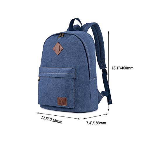 seemeroad Canvas Vintage Backpack Lightweight Travel Daypack Laptop Backpack College Student Rucksack for Men Women (Blue) - Image 4