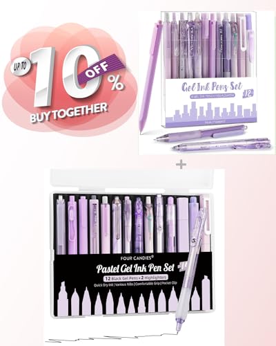 Four Candies Set 14 Plumas de Tinta Gel Negro