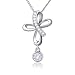 SILVER MOUNTAIN Sterling Silver Cubic Zirconia Open Loop Celtic Knot Cross Pendant Necklace 18"