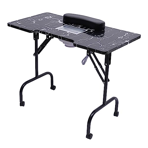 Professionnelle Table de Manucure Pliante pour Onglerie Avec Aspirateur, Bureau de Manucure Portable pour Techniciens avec Fonction Pliante Table à Ongles Portable avec Collecteur de Poussière Bureau