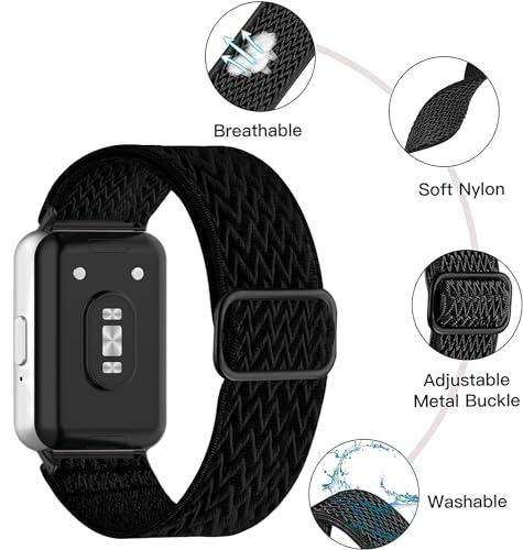 Image of 3 Pack Elastic Nylon Bands Compatible with Samsung Galaxy Fit 3,Stretchy Adjustable Breathable Replacement Straps Soft Nylon Loop Wristbands for Women Men
