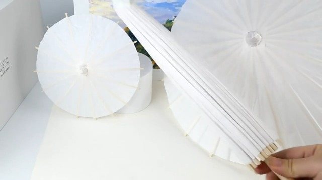 Parapluie En Papier Blanc Chinois - Diamètre 60 Cm (23,6") - Décoration Mariage, Photo, Cosplay