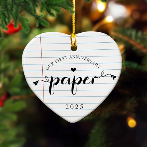 Paper Wedding Anniversary Ornament One Year Anniversary Ceramic...
