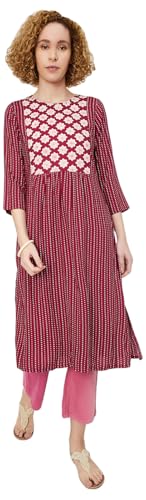 Image of Max Women's Rayon Blend Regular Fit Casual Kurta