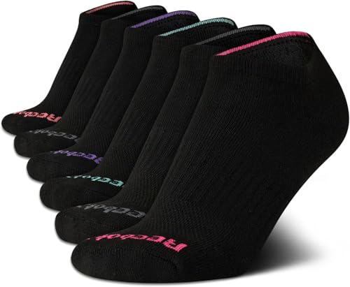 Image of Reebok Womens No Show Socks Moisture Wicking Cushioned Low Cut Socks 6 Pack
