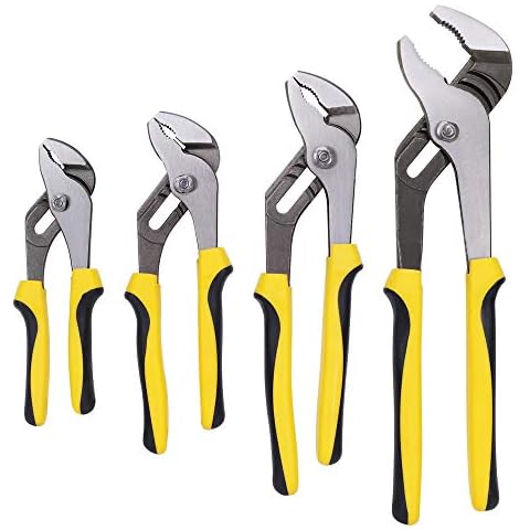 TOPLINE 4-piece Groove Joint Pliers Set with Bi-Material Handles, Tongue and Groove Pliers Set Included 12-in, 10-in, 8-in and 6-in, Perfect for Plumbing Repair and Basic Home Maintenance Cover