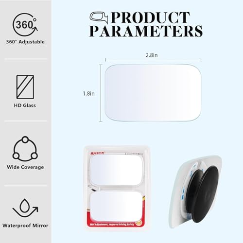 Image of Rectangle Blind Spot Car Mirror Wide Angle Blind Spot Rear Mirror Convex 360 Degree view Blindspot with Frame (2 Pcs) for Car (RECTANGAR)