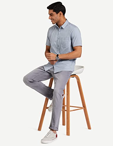 Image of Amazon Brand - Symbol Men's Cotton Shirt | Casual | Plain | Half Sleeve | Summer - Regular Fit (Available in Plus Sizes)