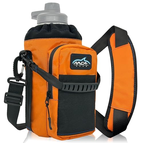 Arca Gear Portador hidráulico de 64 onzas, correa para botella de agua aislada con asa de transporte, correa para el hombro, cartera y dos bolsas, el accesorio perfecto para frasco (naranja amanecer)