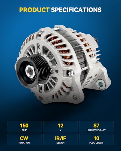 Image of PHILTOP New Alternator 11340N Compatible with 2014-2015 Infiniti Q50,2008-2010 G37, EX35,2007-2008 G35, 350Z,2009-2010 370Z, FX35, M35,2011 M37,150Amp Replace 12812,AL2418X,90273384,2104313,A3240 | Fits 2007-2008 INFINITI G35 V6 3.5L, 2009-2010 Nissan 370Z V6 3.7L, Replacement OE 12812, AL2418X, 90273384, 2104313, A3240