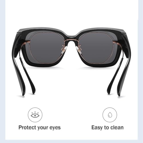 Myliia Eyewear, Myliiawear Fit Over Sunglasses Women, Square Trendy Retro Oversized Frame Polarized Lenses Unisex 6