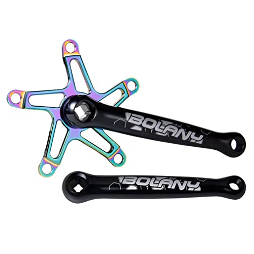 QHIYRZE Folding Bikes Crankset 130BCD 170mm Square Taper Crank Arm Set Aluminum Alloy Cranks for Road Bicyle(Color:Colorful)