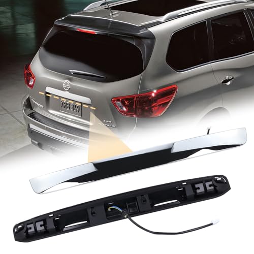 Upgrade 90810-9PG2D Rear Tailgate Chrome Handle Garnish Finisher Molding with New Liftgate Release Switch Compatible with 2013-2020 Nissan Pathfinder, Rear Liftgate Handle Replace# 90810-9PG0A