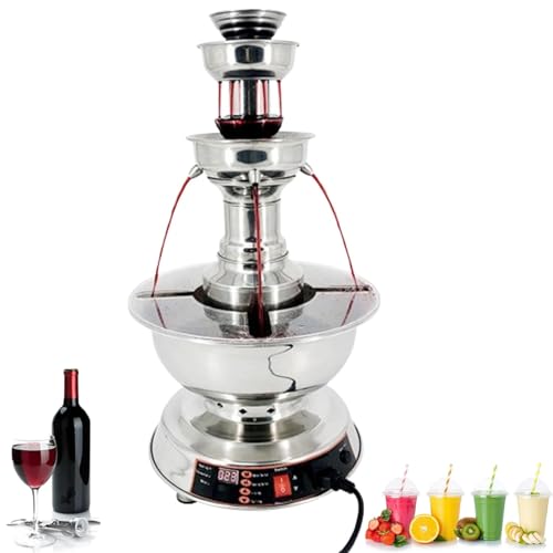 Máquina Eléctrica De Fuente Vino para Bodas, Máquina Fuente Cóctel 3 Niveles con Control Temperatura 0-100 °C Y Pantalla LCD, Vino De Gran Capacidad 3,5 L para Celebración Fiestas