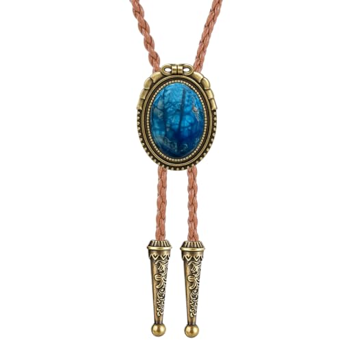 Image of GelConnie Native American Bolo Tie Rodeo Cowboy Leather Necktie Western Necklace Costume Accessories for Men,Women