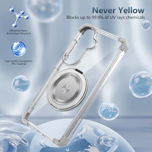 Image of Cubix Back Cover Case for Samsung Galaxy S26 Hard PC + TPU | Metal Ring Kickstand | 1500g Magnetic Hold | 360 Rotating Stand | Military Drop Protection | Air Cushioned Corners