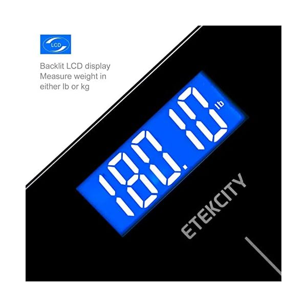 Etekcity Bathroom Scale for Body Weight, Highly Accurate Digital Weighing Machine for People, Large Size and Backlit LCD Display, 6mm Tempered Glass, 400 Pounds