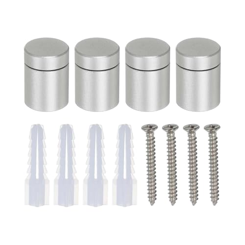 Vis pour panneaux en verre de 1,3x1,5cm en alliage d'aluminium argent lot de 4